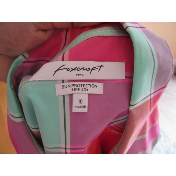 Foxcroft Sun Protection UPF 50 Button Down Shirt w Roll Up Sleeves Size 10 - Picture 7 of 7